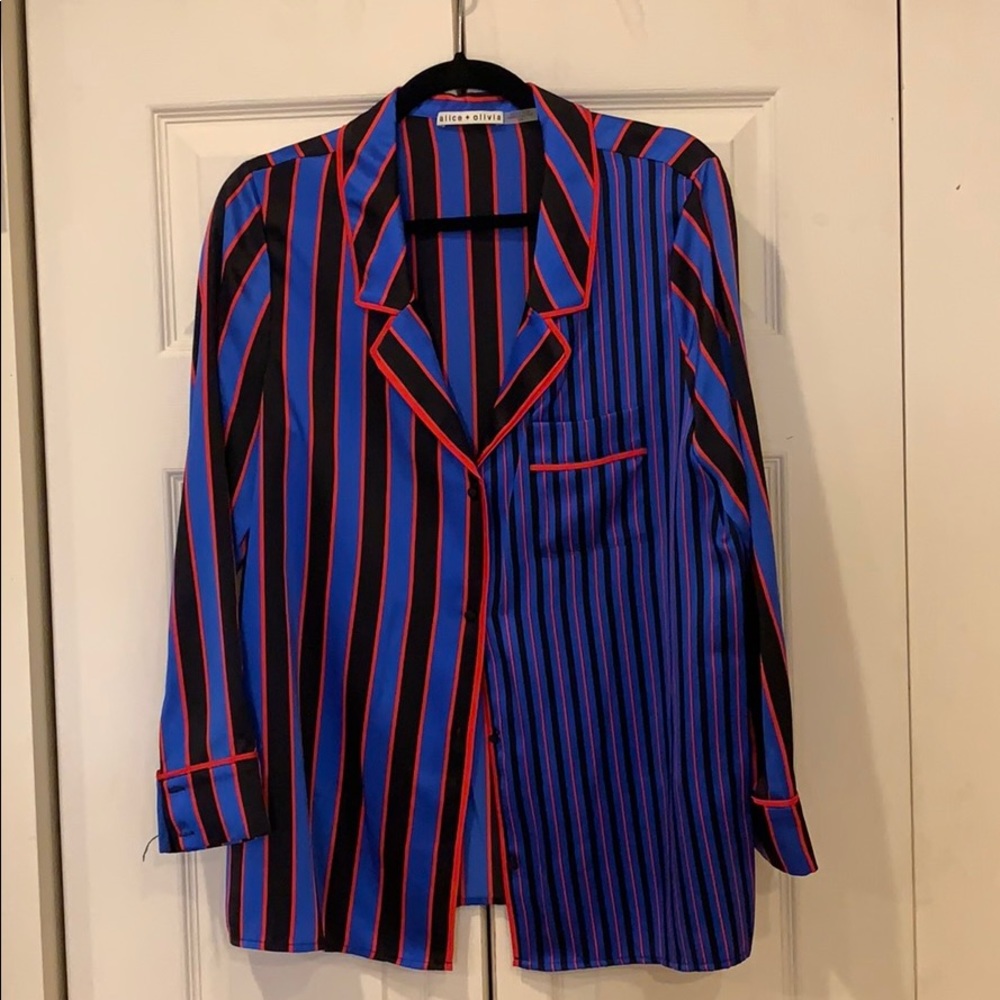 Alice and Olivia Keir Pajama Silk Top Size Medium